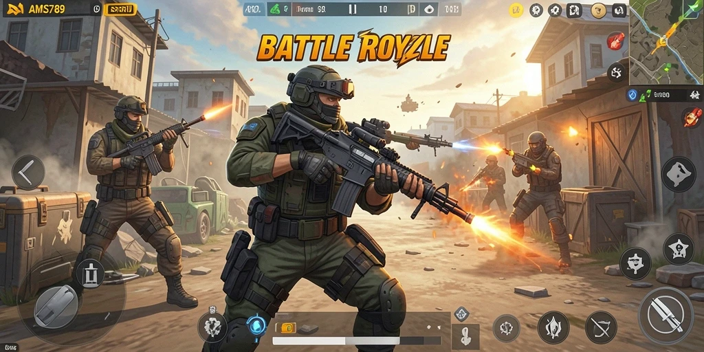 Tampilan game Battle Royale yang seru dan penuh aksi.
