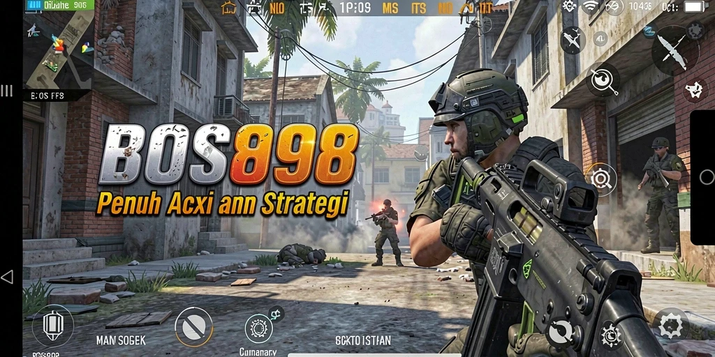 Screenshot menampilkan aksi seru dalam gameplay FPS BOS898.