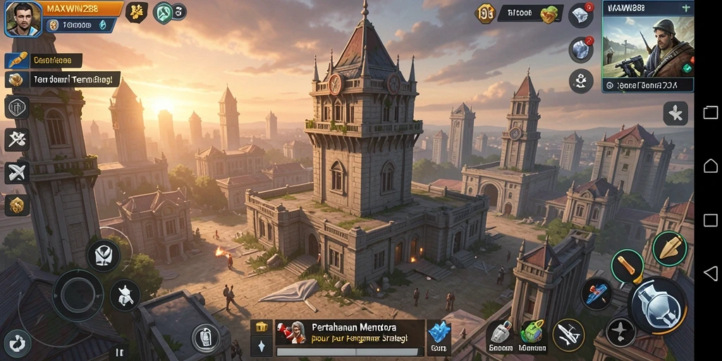 Tampilan gameplay menara pertahanan yang menegangkan dan strategis.