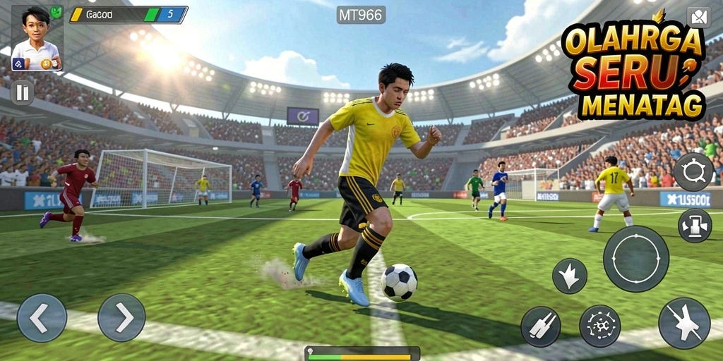 Screenshot gameplay MT966 menampilkan aksi olahraga yang mendebarkan.