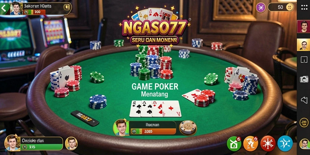 Tampilan gameplay seru dalam NGASO77 - Aplikasi poker terfavorit.