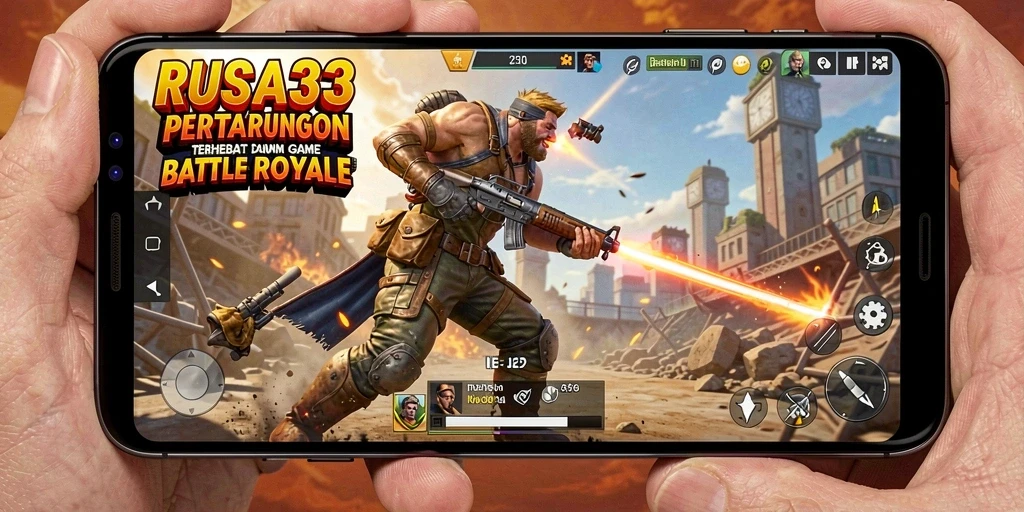 Screenshot gameplay RUSA33 menampilkan aksi seru dalam pertarungan Battle Royale.