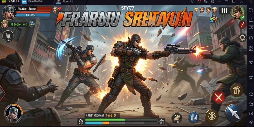 Tampilan gameplay SPY77 dengan pertarungan mendebarkan dan karakter unik.