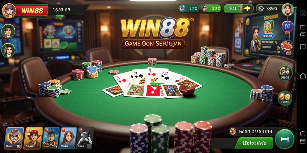 Screenshot gameplay WIN88 menampilkan aksi mendebarkan permainan Poker.
