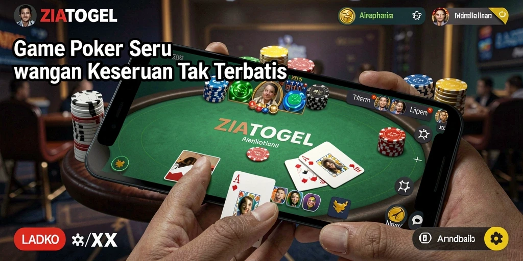 Screenshot gameplay ZIATOGEL menampilkan momen mendebarkan saat bermain poker.